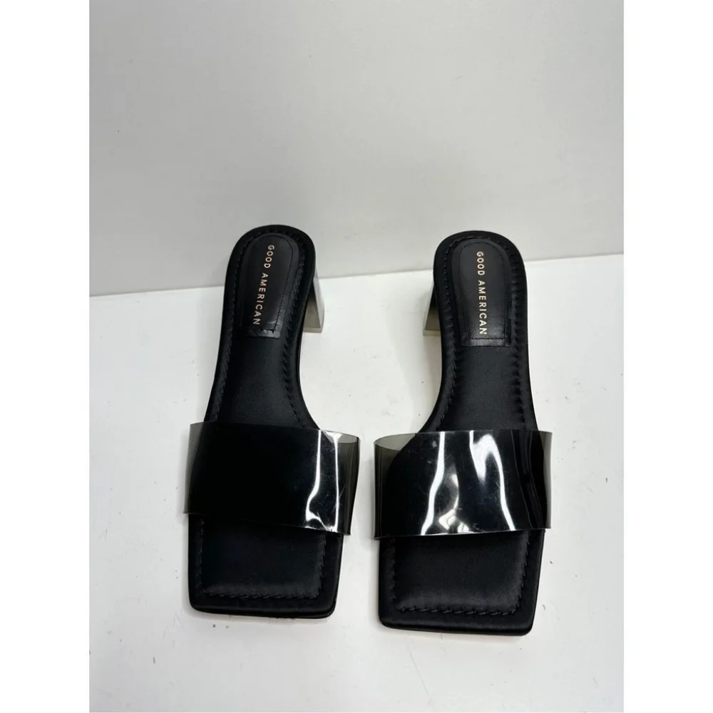 GOOD AMERICAN. New in the box. BLOCK HEEL SLIDE SANDAL IN BLACK001 - Picture 2 of 3